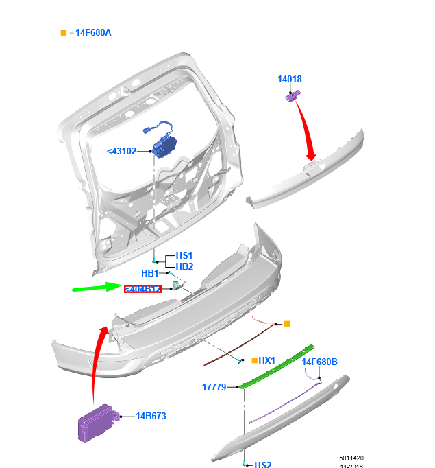 new ford kuga mk2 c520 tailgate lock striker gj54-s404b12-ab 2012596 original