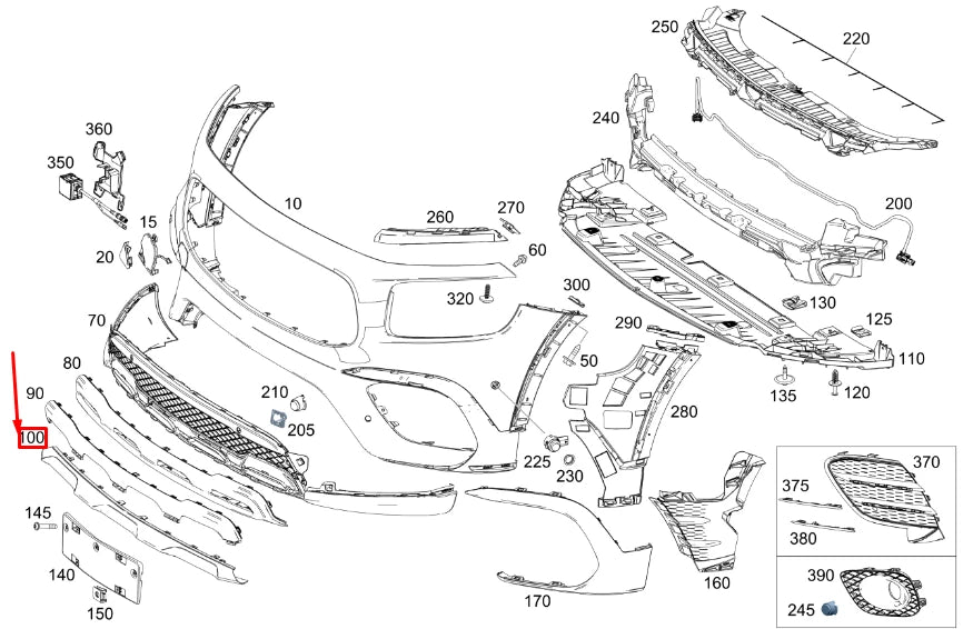 NEW MB GLB X247 FRONT BUMPER AREA LOWER PART COVER TRIM BAR A2478853903 ORIGINAL