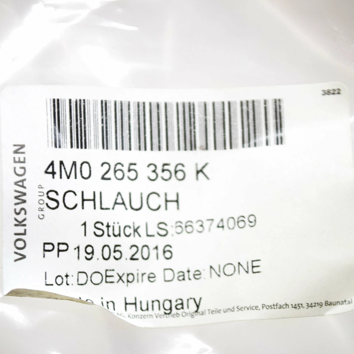 NEW AUDI Q7 4M WATER COOLING PIPE HOSE W/QUICK COUPLING PIECE 4M0265356K