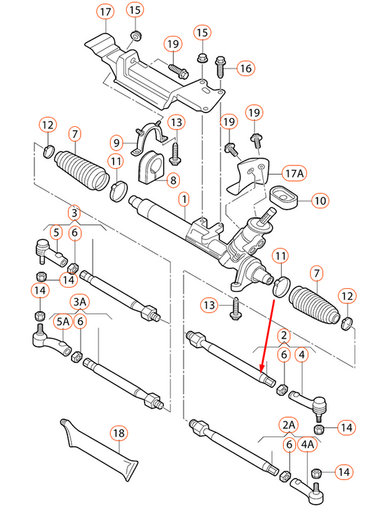 new volkswagen beetle 9c1 steering rack left tie rod 1j0422803h original