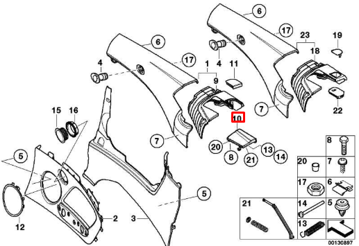new bmw 3 e46 cabrio left top cover flap trim black 51437151301 7151301 original