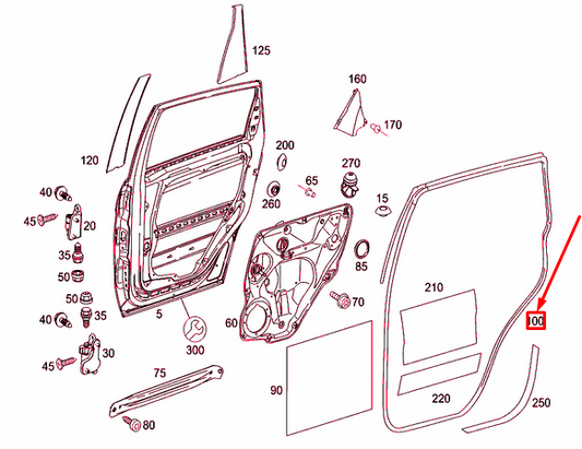 new nmercedes-benz b w245 rear left door seal a1697371330 original