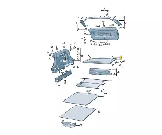 NEW VOLKSWAGEN ID.4 E21 TRUNK COVER PARCEL SHELF STRAP 11A8634474PK ORIGINAL