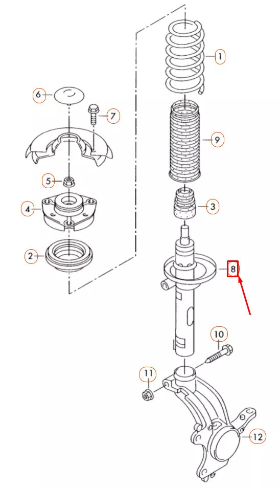 NEW AUDI TT 8J FRONT SHOCK ABSORBER 8J0413029M ORIGINAL