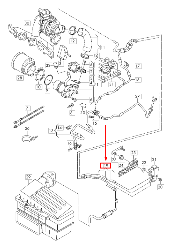new vw sharan 7n mk2 exhaust gas recirculation vacuum hose 04l131055c original