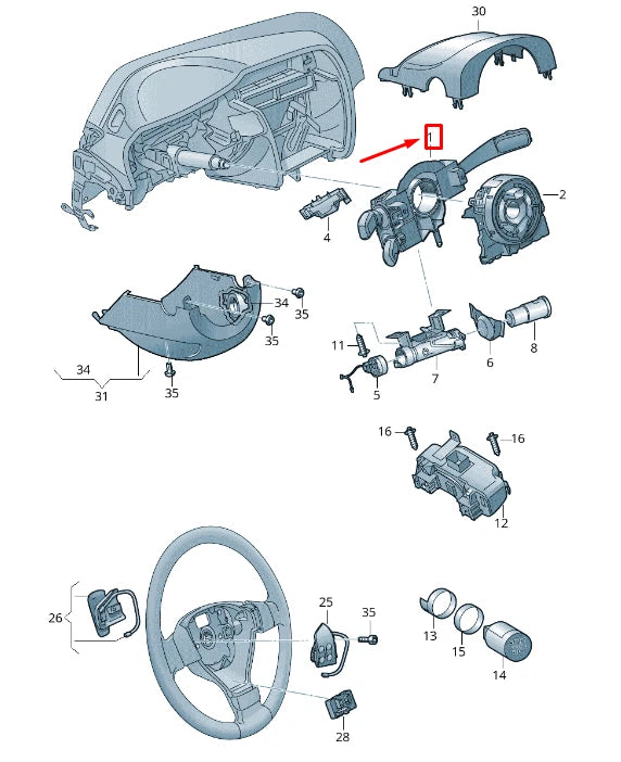 NEW VW POLO 6R STEERING COLUMN STALK SWITCH 6C0953513IGI