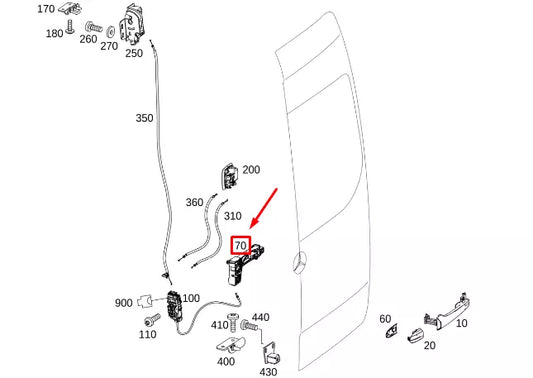 NEW MERCEDES-BENZ SPRINTER 907 REAR-END RH DOOR HANDLE BASE A9107606800 ORIGINAL
