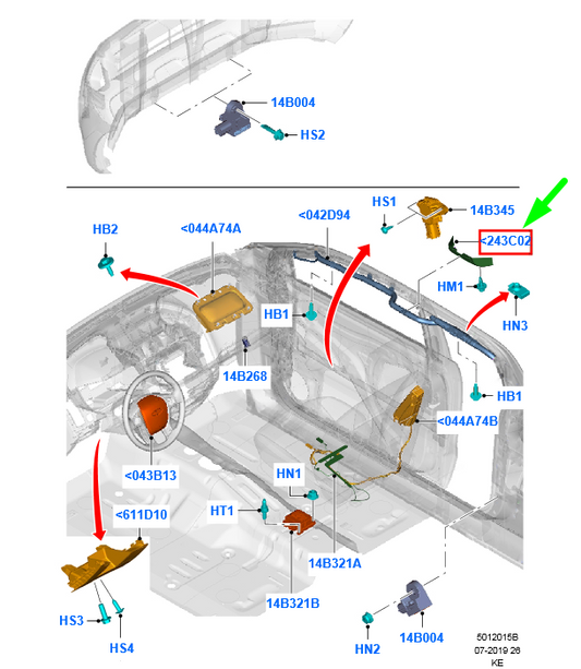 new ford ranger t6 mk1 left side air curtain guide 1910506 original