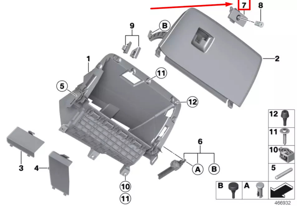 NEW BMW X3 F25 INTERIOR GLOVE BOX OPENER 9242098 51169242098 ORIGINAL