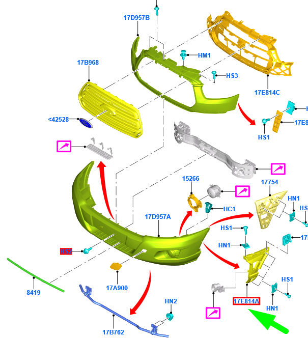 new ford transit mk4 front right bumper bracket reinforcement 1856372 original