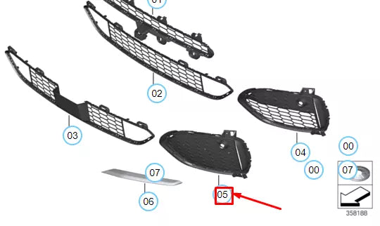 NEW BMW X5 F15 FRONT BUMPER RIGHT SIDE CLOSED M GRILL 51118064636 ORIGINAL