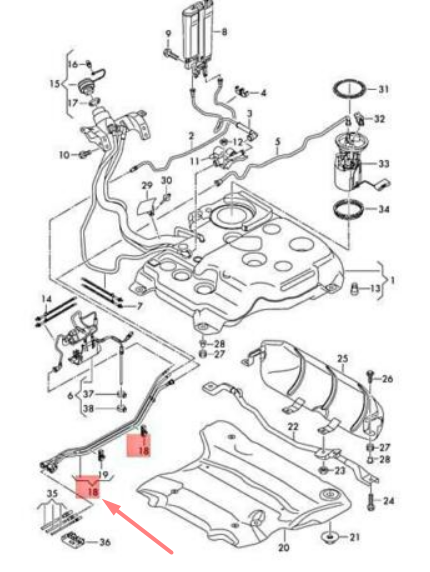 new volkswagen passat b8 3g fuel line 3q0201079j original