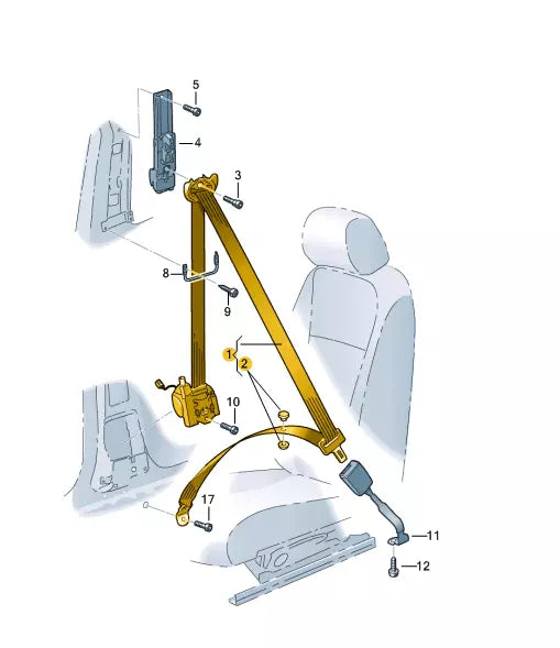 NEW VW GOLF MK7 FRONT RIGHT THREE-POINT SEATBELT RHD 5G4857706NRAA ORIGINAL