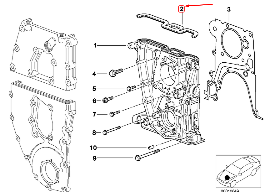 new bmw 3 e46 timing case profile-gasket 11141709593 1709593 original