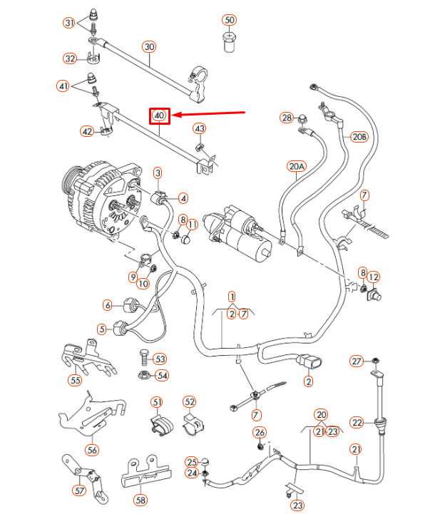 NEW AUDI A1 8X BATTERY EARTH LINE 365MM 6R0971537D ORIGINAL