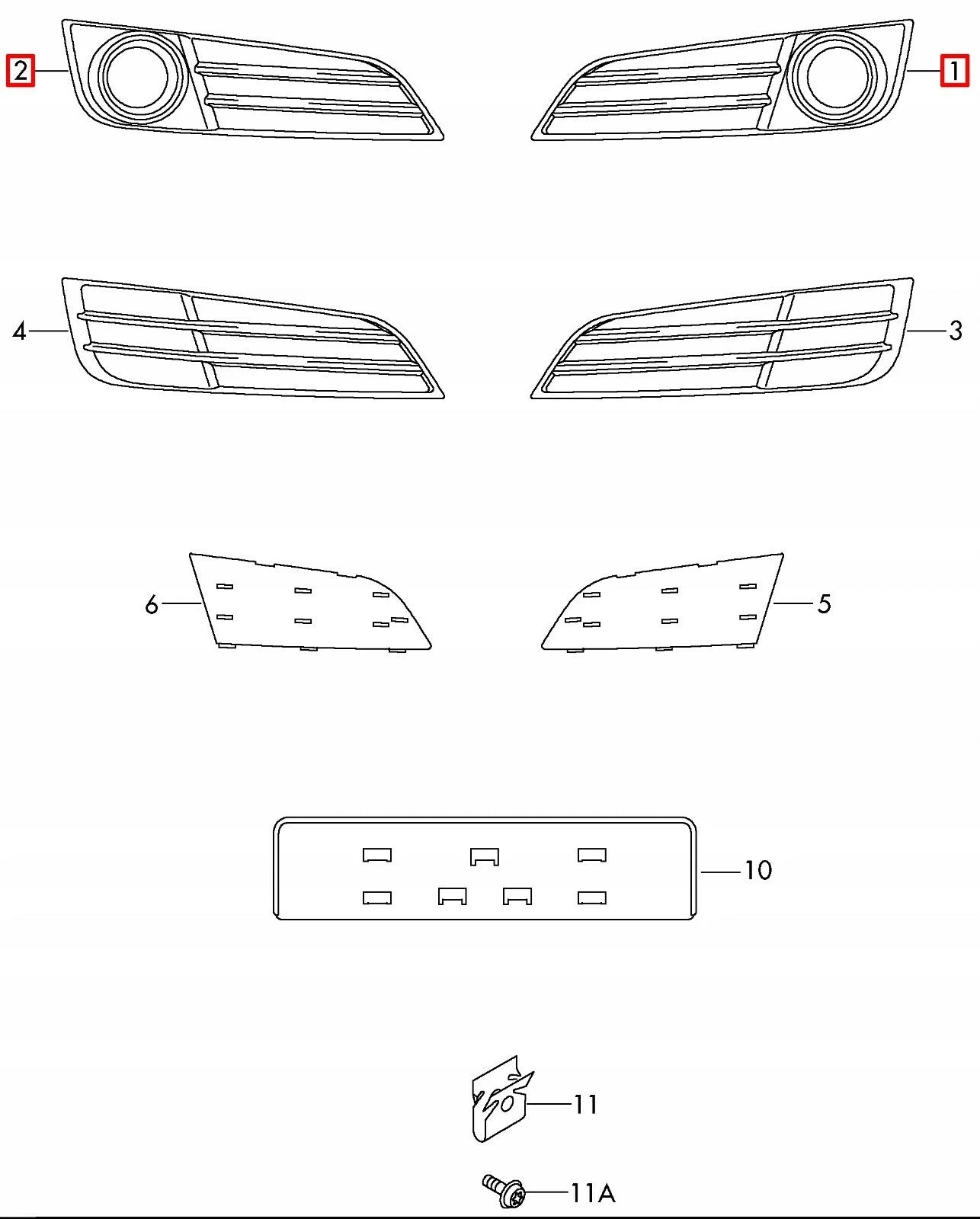 NEW AUDI A8 10-13 BUMPER LEFT FOG LIGHT GRILL GLOSS BLACK 4H0807679HT94