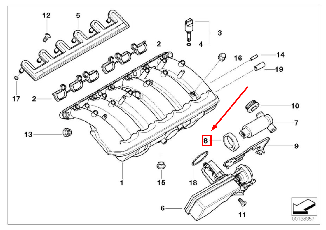 new bmw 3 e46 idle control valve mount 11611432564 1432564 original