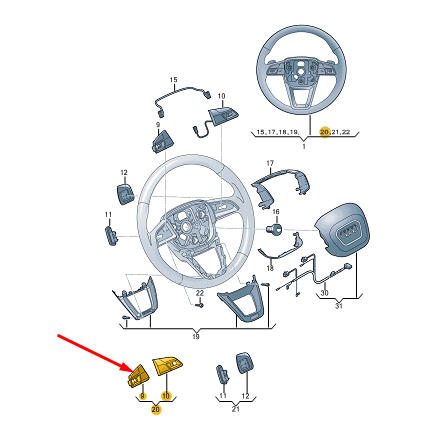 NEW AUDI Q7 4M STEERING WHEEL BUTTONS 4M8951523J ORIGINAL