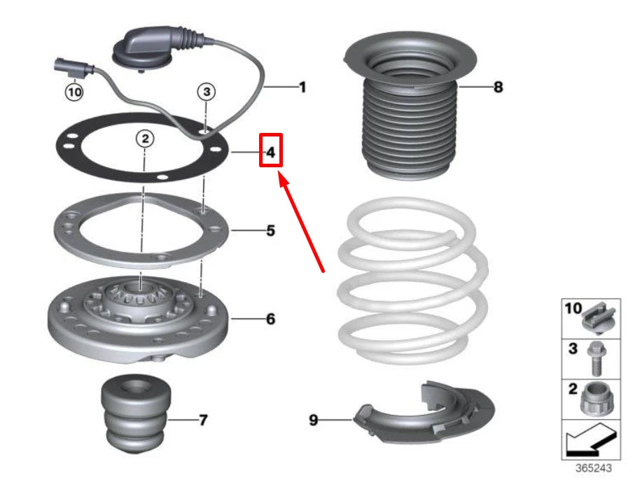 NEW BMW 4 CABRIO F33, F83 STRUT MOUNT GASKET 7854446 31307854446 ORIGINAL