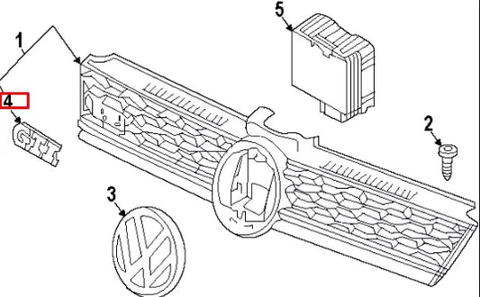 NEW VW GOLF MK7 GTI FRONT BUMPER RADIATOR GRILL EMBLEM 5G0853679AF DPJ ORIGINAL