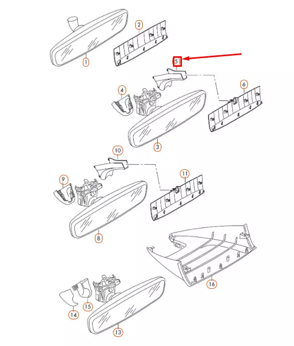 NEW VW PASSAT B8 INTERIOR MIRROR TRIM COVER CAP 3G08575939B9 ORIGINAL
