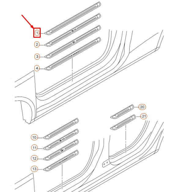 NEW AUDI A1 8X FRONT SILL TRIM STRIP 8X3853373A9B9 ORIGINAL