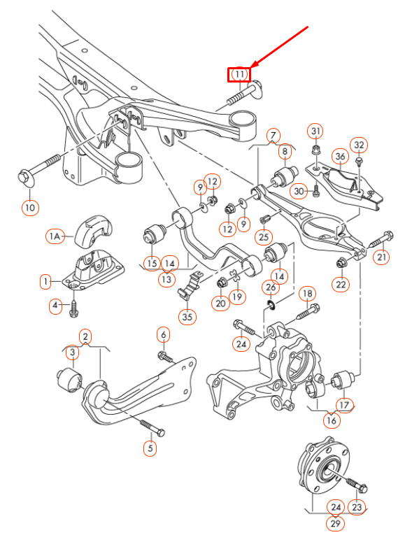 new audi a1 mk1 rear axle wishbone eccentric bolt wht000228 original