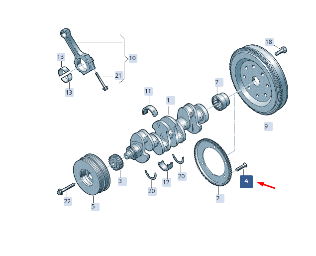 new skoda superb mk3 impulse rotor bolt 053105229a original