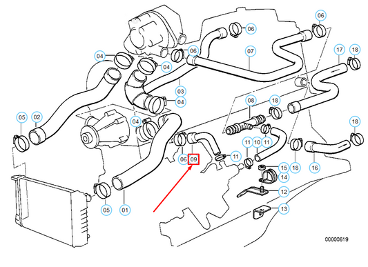 new bmw 3 e30 cooling system water hose 11531285919 original