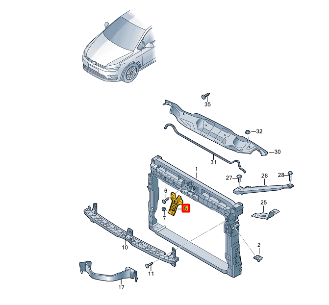 NEW VOLKSWAGEWN GOLF SPORTSVAN AM1 RADIATOR HOLDER 510805567 ORIGINAL