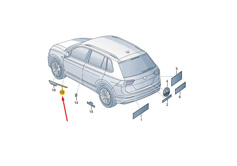 NEW VW TIGUAN AD MK2 FRONT LEFT SIDE R-LINE BADGE 5NA853688KDPJ ORIGINAL