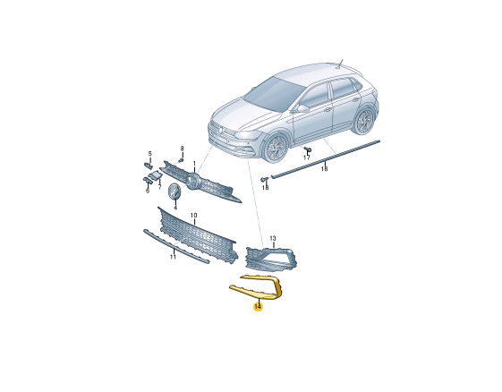 NEW VOLKSWAGEN POLO AW FRONT LEFT BUMPER TRIM 2G0853711041 ORIGINAL