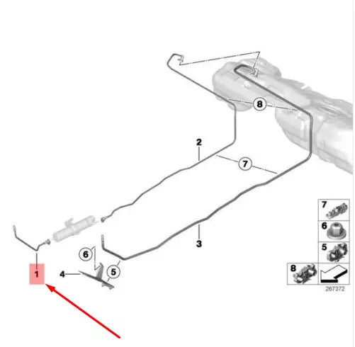 NEW BMW 1 F20 FRONT FUEL FEED LINE 16127244726 7244726 ORIGINAL