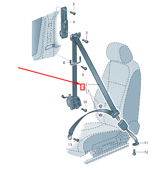 new skoda rapid nh front left seatbelt 60u857701 raa 60u857701raa original
