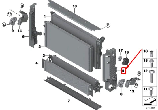 NEW BMW I8 I12 RADIATOR MODULE CARRIER LEFT 17117649144 ORIGINAL