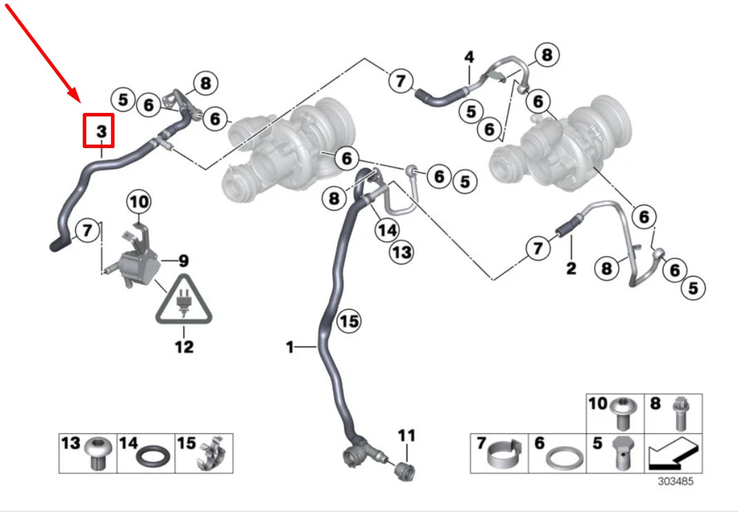 NEW BMW X5 F15 COOLING SYSTEM RETURN HOSE 11537637059 7637059 ORIGINAL