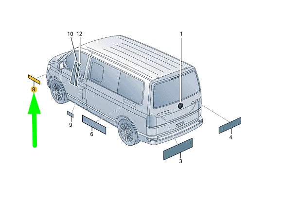 NEW VW TRANSPORTER T6 FRONT LEFT WING SIDE BADGE 7LA853675QDPJ