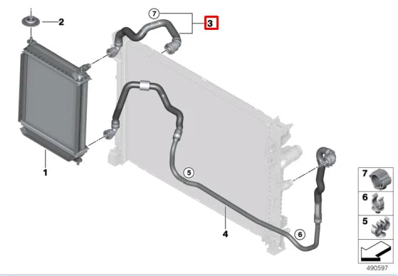 NEW BMW X5 G05 RIGHT SIDE WATER REMOTE RADIATOR HOSE 17129894789 ORIGINAL
