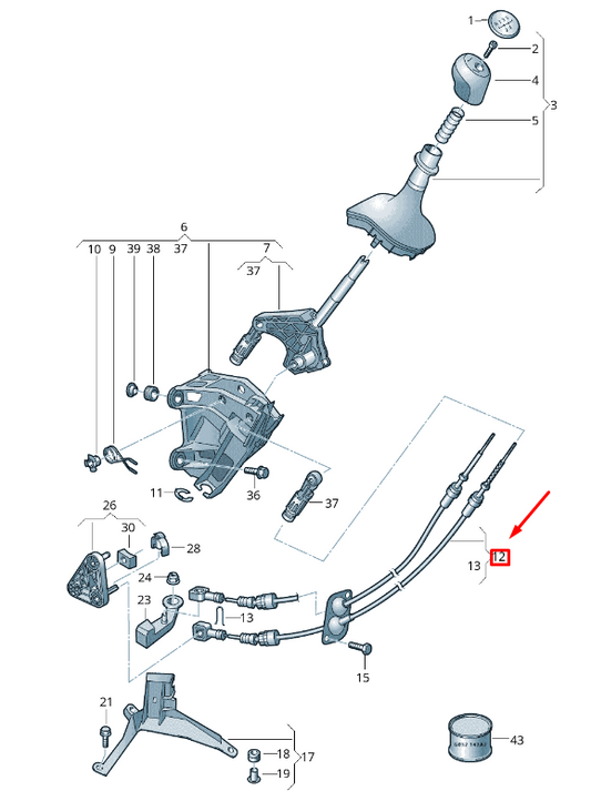new vw transporter vi t6 gear shifting mechanism cable rhd 7e2711877c original