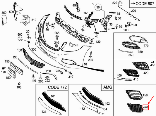 new mercedes-benz s w222 front right bumper grille a2228850453 original