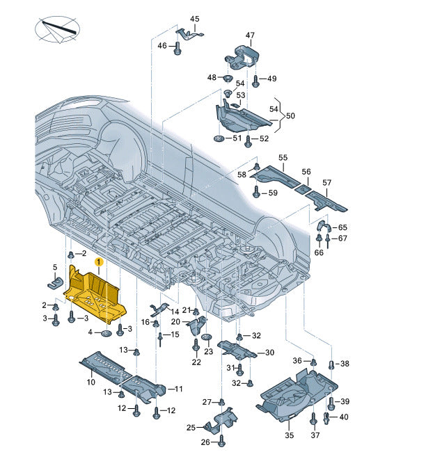 Genuine Vw Transporter T5 Front Right Underbody Cover 7E0825208A Original