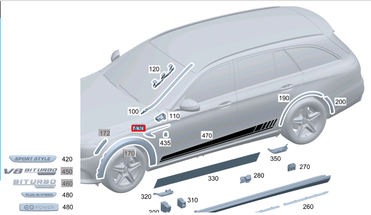 NEW MERCEDES-BENZ E W213 FRONT RIGHT FENDER TRIM A2138803006 ORIGINAL