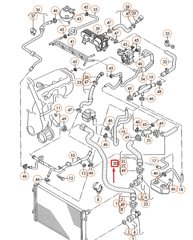 NEW VOLKSWAGEN BEETLE 9C COOLANT HOSE 1C0122101BF ORIGINAL