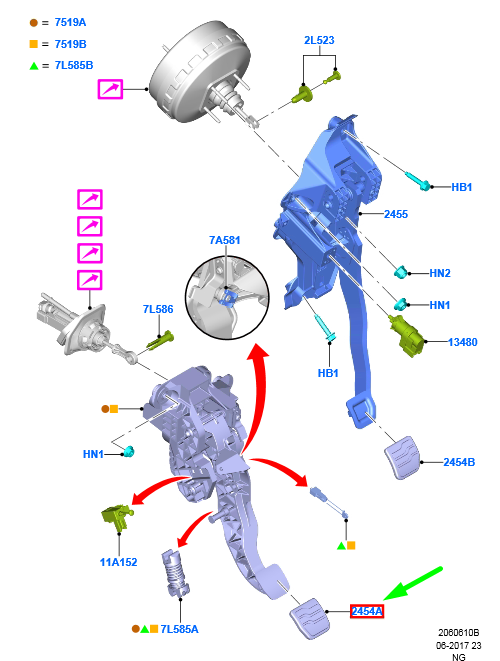 new ford mondeo mk5 clutch pedal pad 5304059 dg9c-7a624-ba original