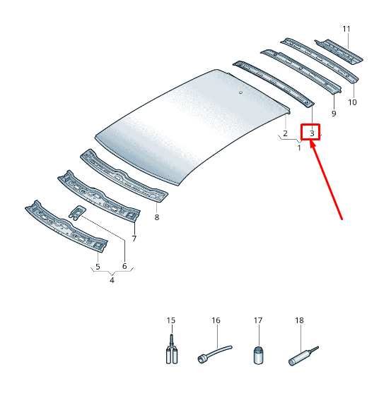 new skoda rapid nh center roof reinforcement 5jj817120 original