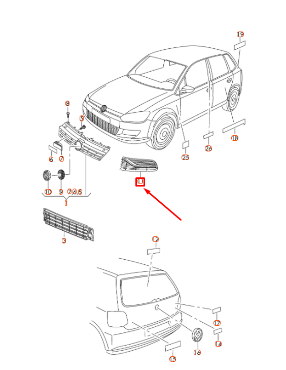 new volkswagen polo mk5 6r front bumper left grille cover 6c0854661aryp original