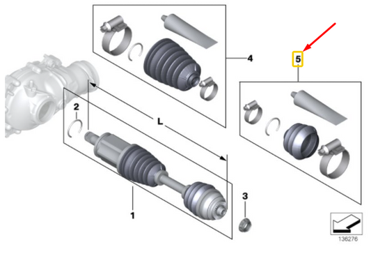 new bmw x5 e70 front output shaft exterior bellows kit 31607545108 original