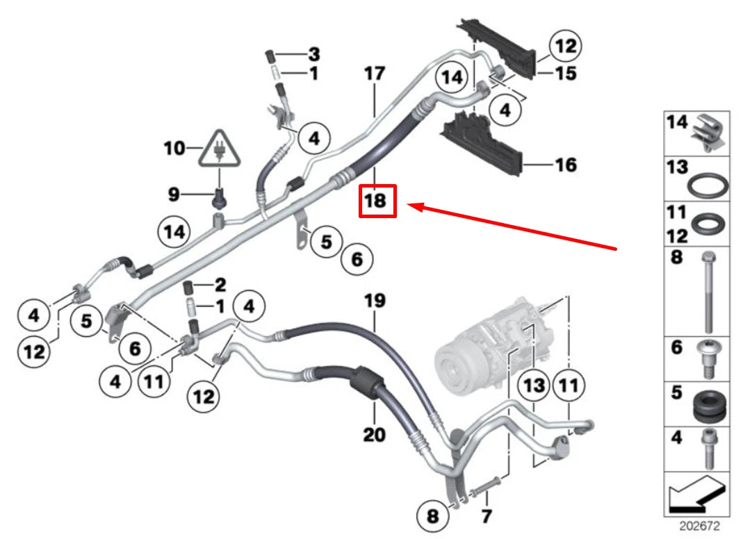 NEW BMW 5 F10 A/C REFRIGERANT SUCTION HOSE 9120005 64539120005 ORIGINAL