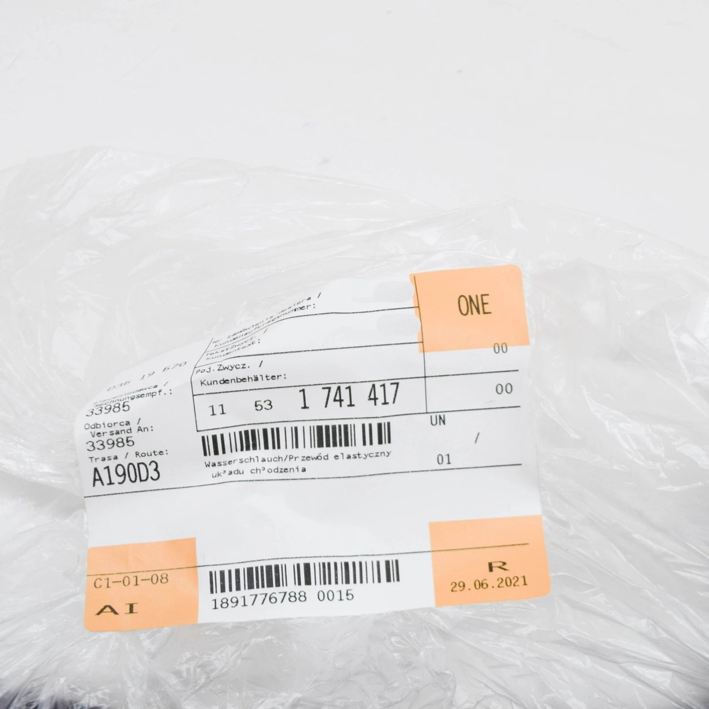 NEW BMW E31 E38 COUPE SEDAN COOLING SYSTEM WATER HOSE 11531741417 ORIGINAL