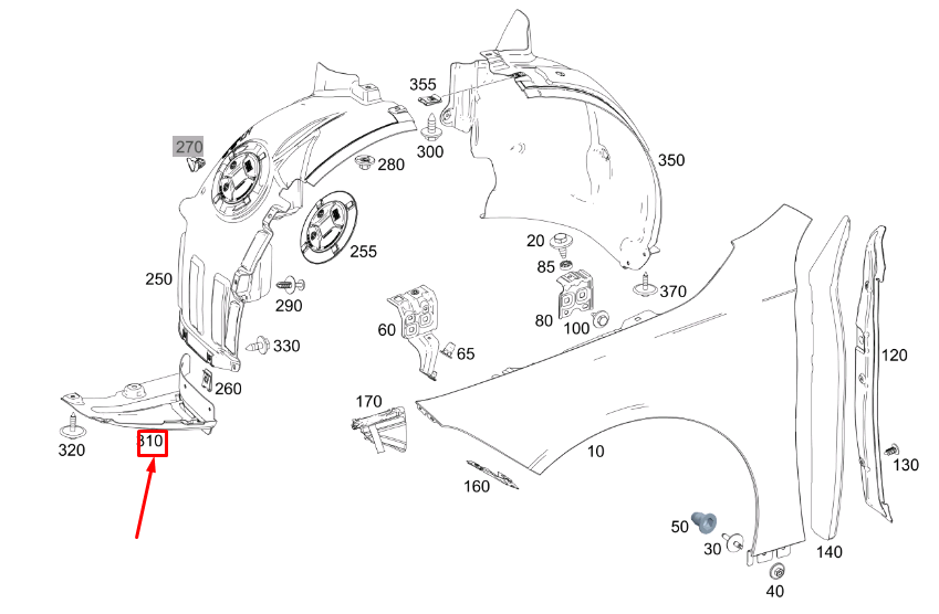 NEW MERCEDES-BENZ GLB X247 FRONT RIGHT LOWER WHEEL SPOILER A1778840000 ORIGINAL